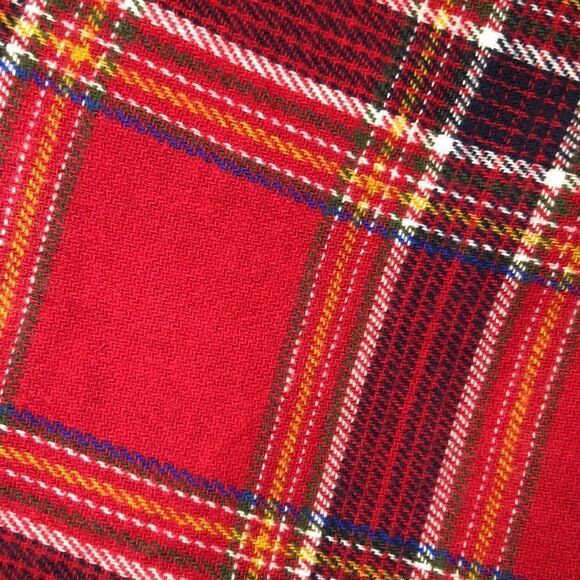 Unisex Red Multicolored Plaid Tasseled Scarf - Picture 5 of 7